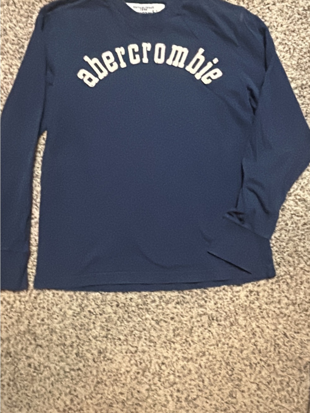 Abercrombie & Fitch boys Long-Sleeve Navy Shirt with White Arch Logo